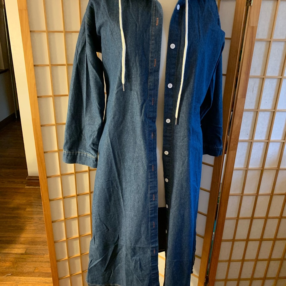 Long Jean Jacket with hood (unlined)